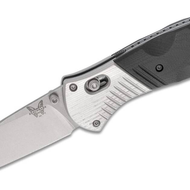 Benchmade Barrage AXIS-Assisted Folding Knife 3.6" M390 Satin Plain Blade, Black G10 and Aluminum Handles