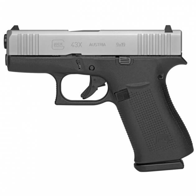 Glock 43X 9mm 10rd 3.41" Pistol Black/Silver PVD PX435SL201